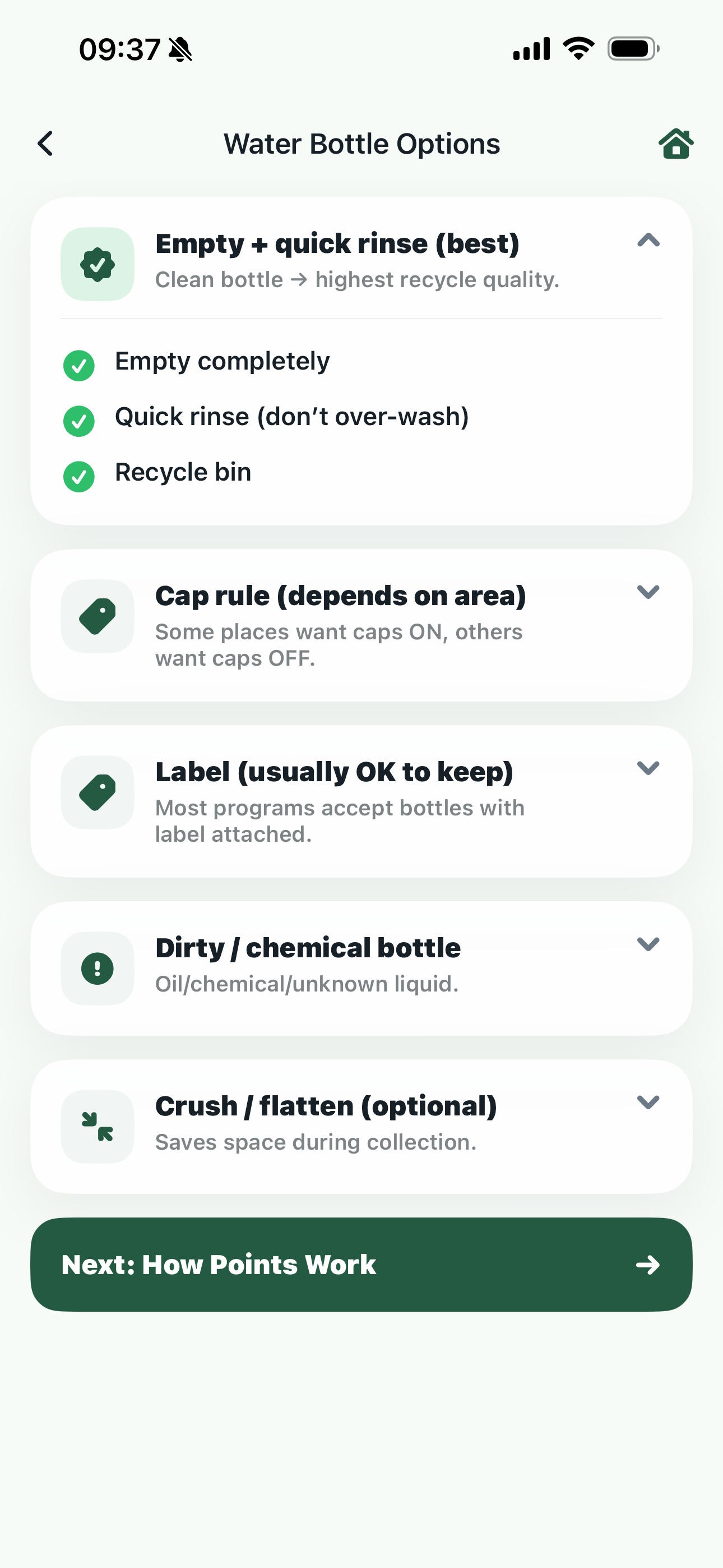 Water bottle recycling options in WasteWise_KVIS